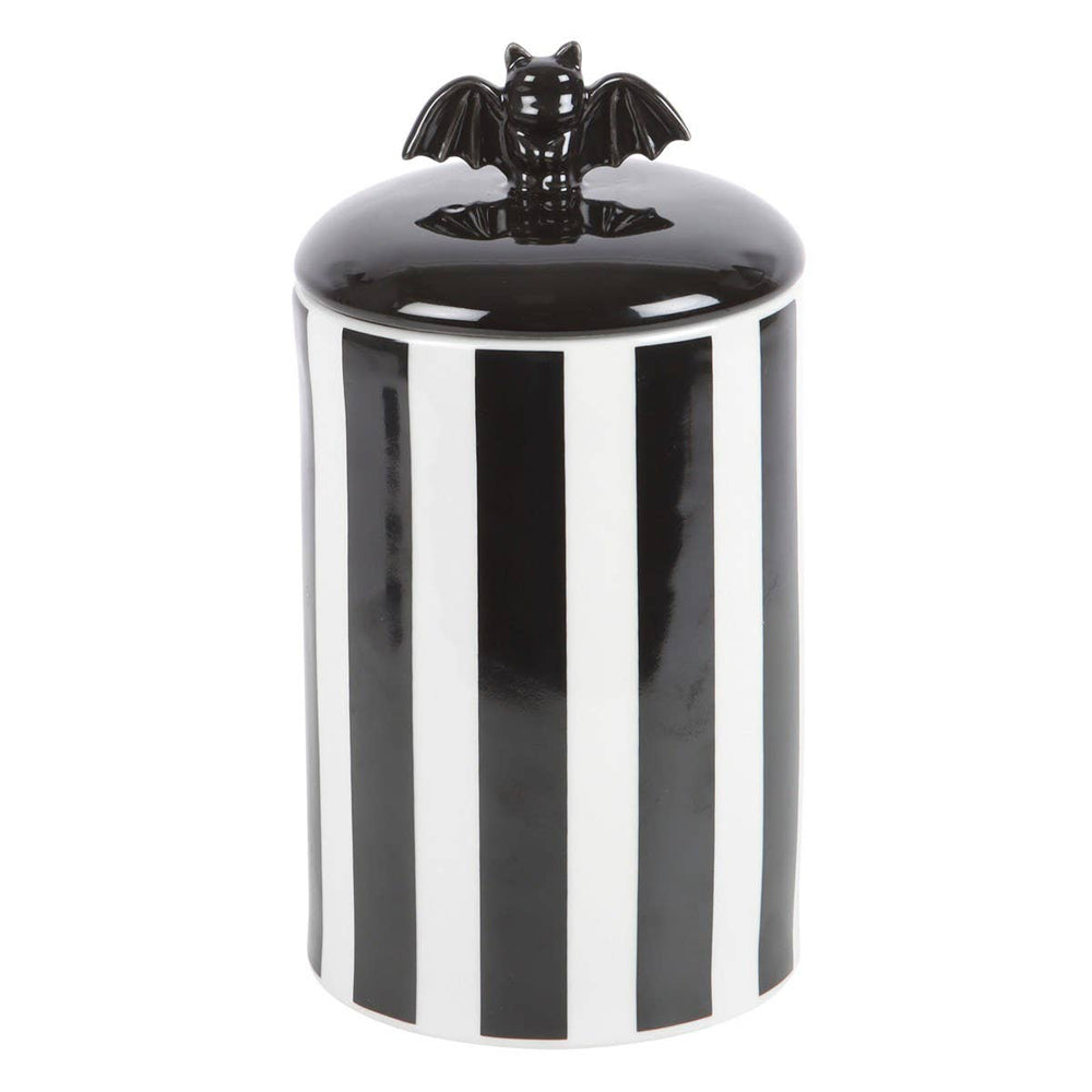 Striped Bat Ceramic Storage Jar