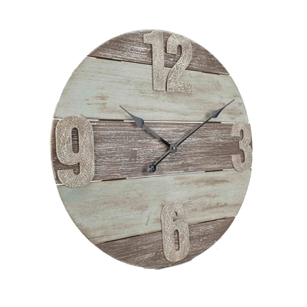 Reloj de pared de panel de madera redonda (60x60x2.5cm)