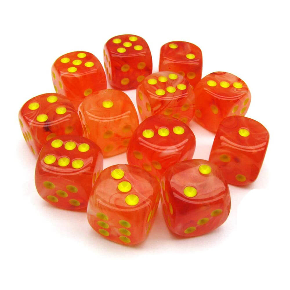 D6 Dice Ghostly Glow 16 mm (12 dés)