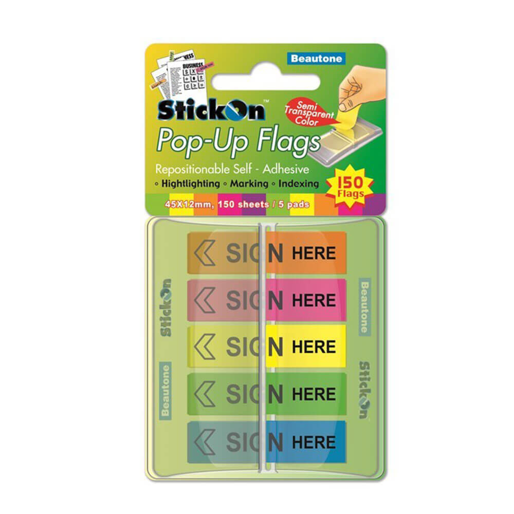 Beautone Pop-Up-Flaggen zum Aufkleben, 5 verschiedene Pads