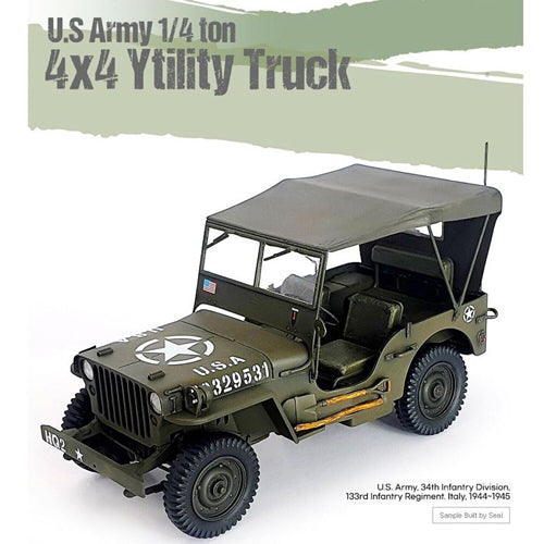 1/4 Ton 4x4 Utility Truck with Blond Girl's Figure 1/24 Scale Model