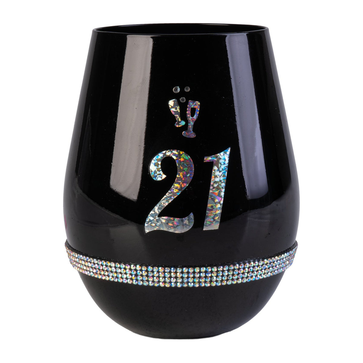 Black Luxe Birthday Stemless Wine Glass