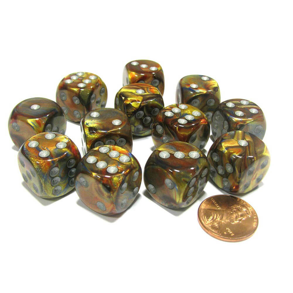 D6 Kości Lustrous 16 mm (12 kości)
