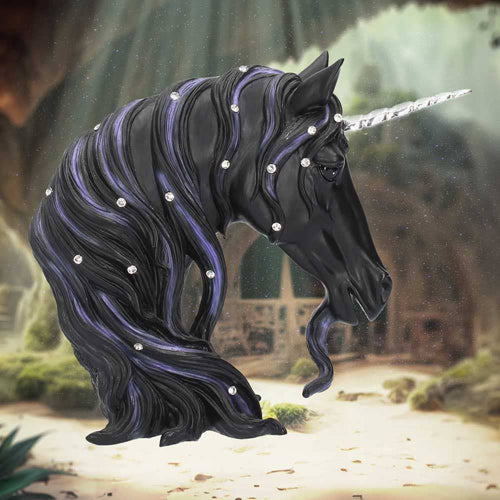 Jewelled Midnight Black Unicorn Ornament 15cm
