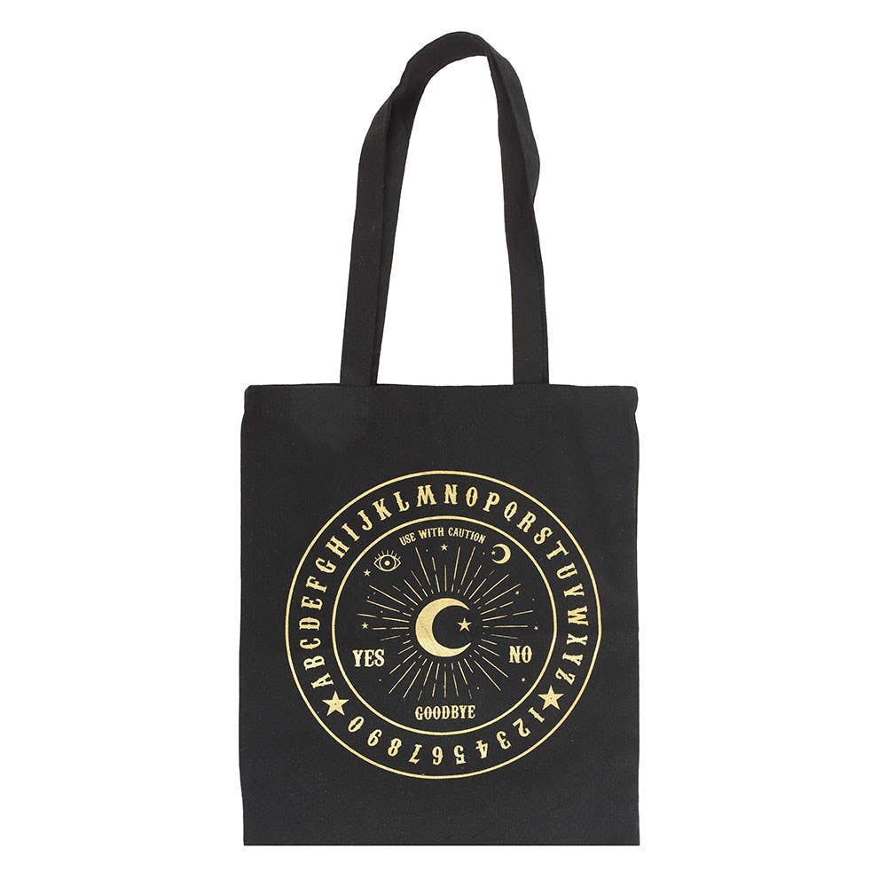 Round Black and Gold Talking Board Polycotton Tote Bag